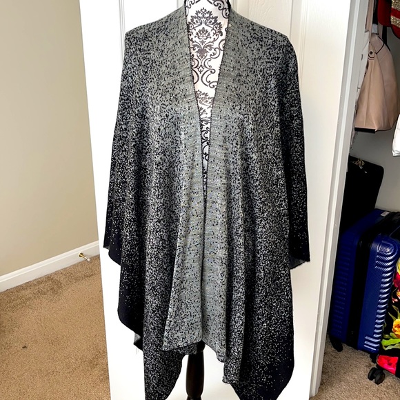 Calvin Klein Metallic Ombre Poncho Shawl Sweater - Picture 12 of 12